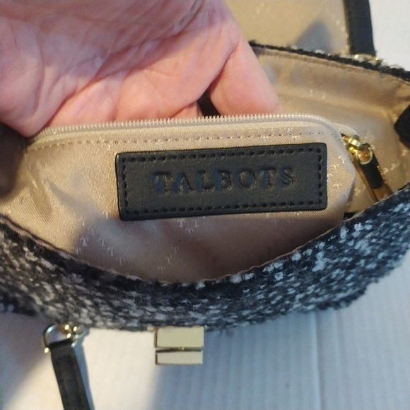 Talbots Black Grey Tweed Classic Crossbody Bag - Picture 5 of 14